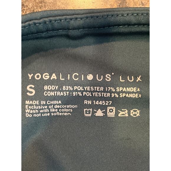 Yogalicious Lux Teal Green Crop Leggings Size Small - Picture 3 of 5